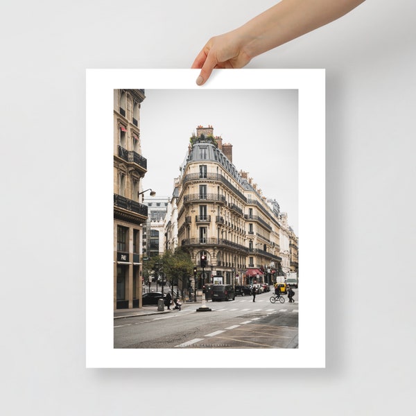 Paris Street Photography Print | Parisian Architecture Wall Decor for Living Room, Office | Gift for Francophile and Valentine's Day