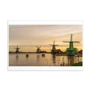 Carte postale hollandaise de moulins à vent de Zaanse Schans, cadeau des Pays-Bas pour les amoureux d'Amsterdam