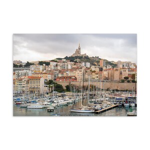Tarjeta postal de recuerdo de Vieux Port de Marsella, impresión fotográfica dotada de Provenza, regalo para amantes de Francia