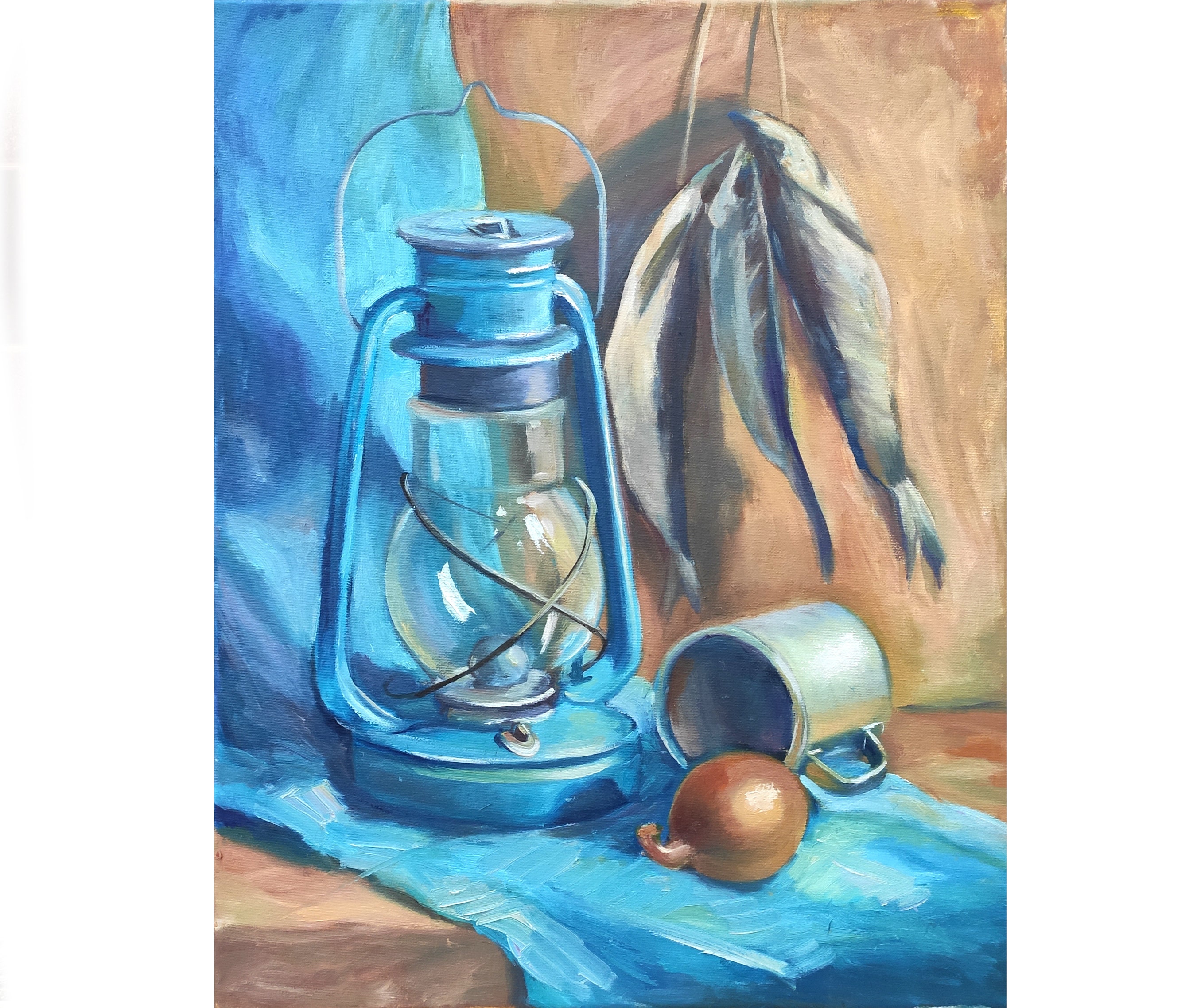 Lamp Painting Original Art Still Life Painting Still Life Etsy