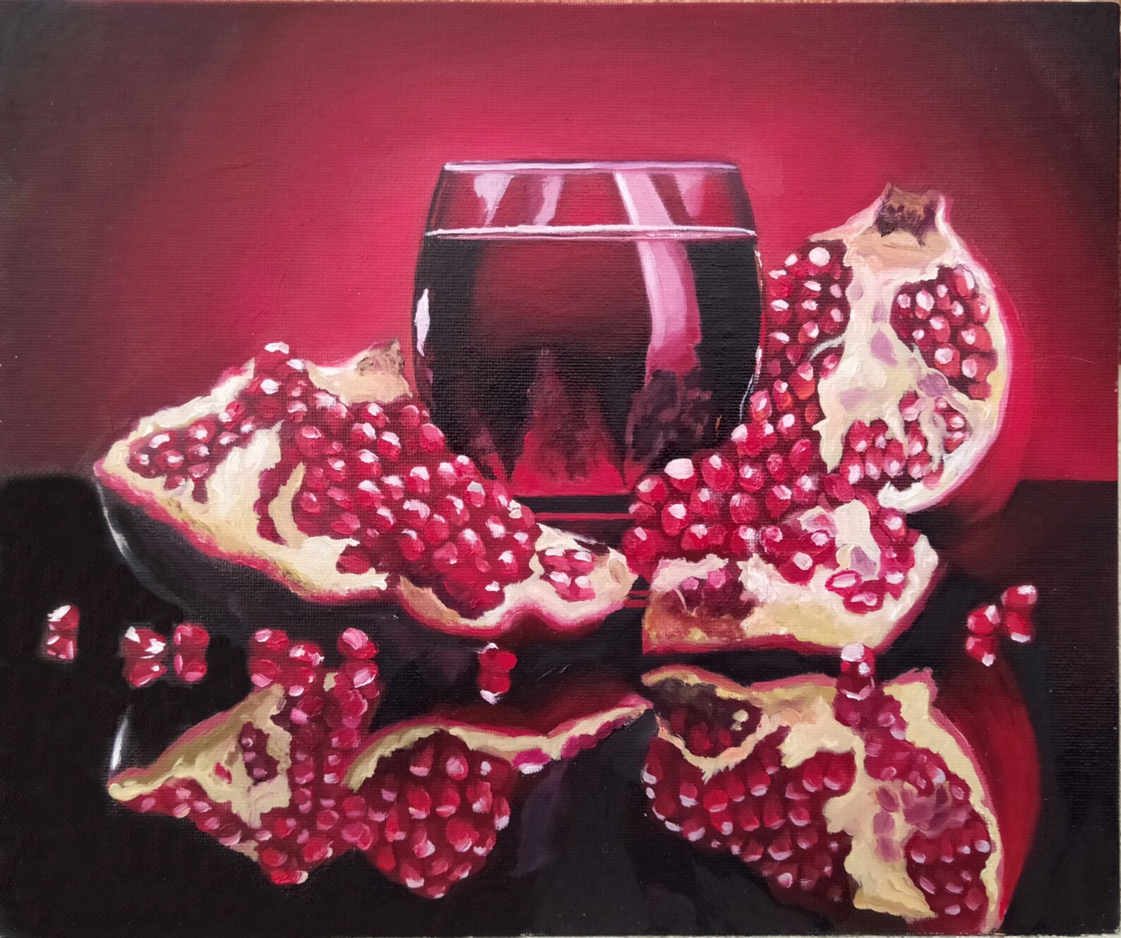 Pomegranate Painting Original Art Still Life Fruit Artwork Etsy