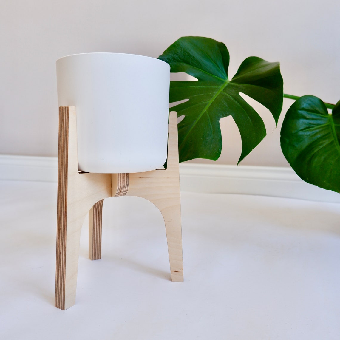 Birch Plywood Plant Stand Three Legged Pot Stand Indoor Etsy