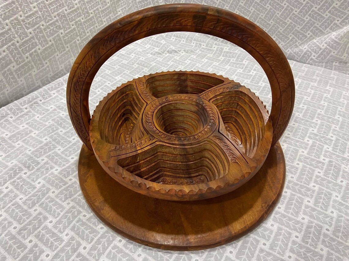 Handmade Carved Dry Fruit Basket Wooden Basket Wooden Bowl Etsy