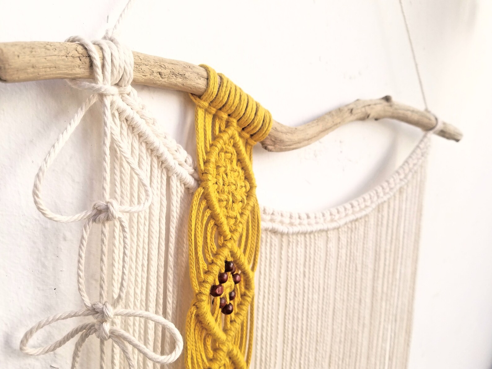 Hand made Macrame Two Tones with Wooden beads Home Decor Etsy