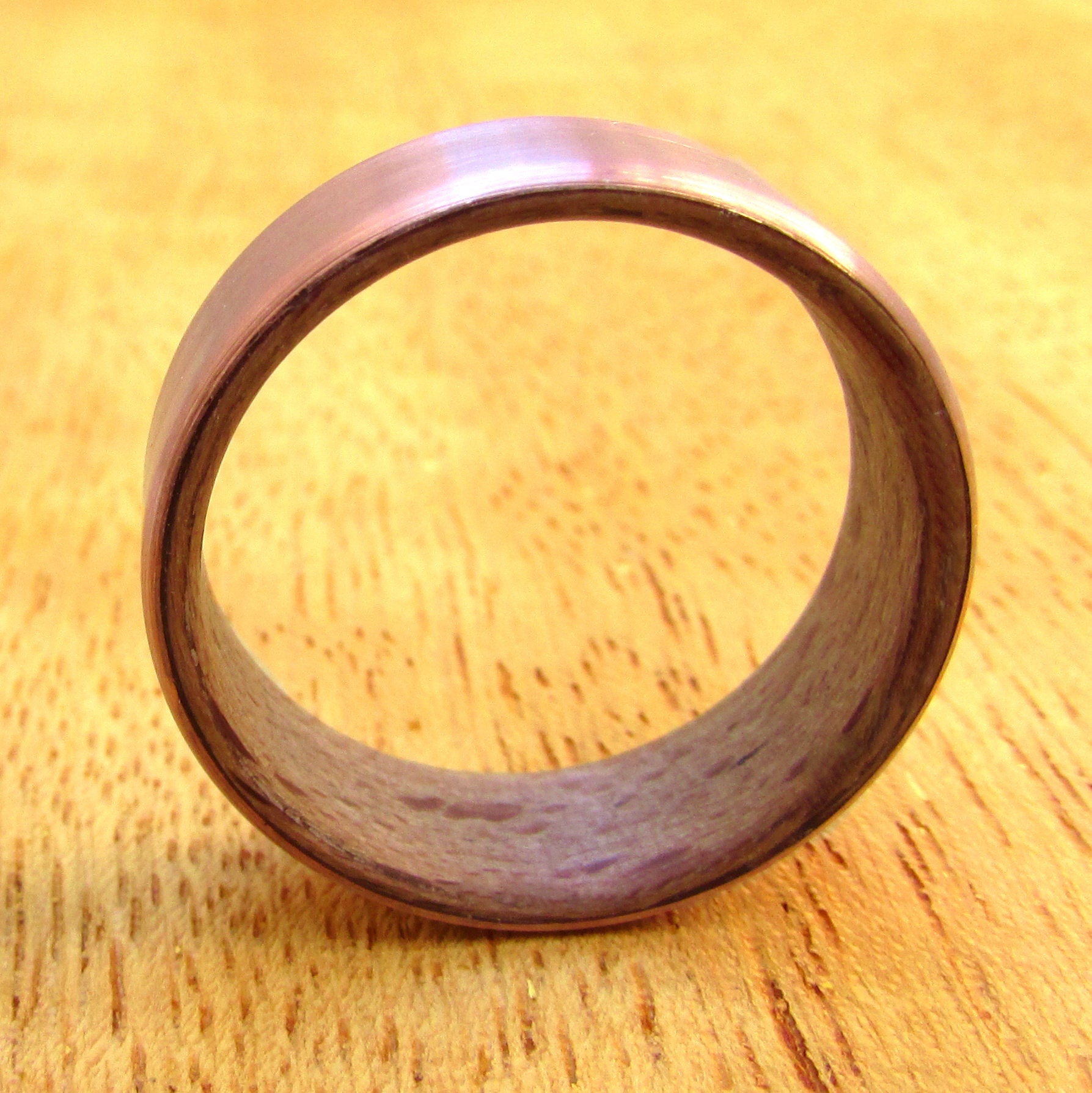 Copper and Beech Wood Inlay Ring Pure Copper Wedding Band Etsy