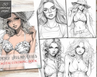 Sexy Villain Girls Coloring Book: Fantasy Art, Gothic Style (Digital Download)