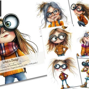 Watercolor Girl Clipart: 20 Whimsical JPG Illustrations (Digital Download