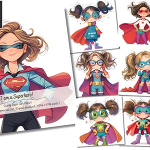 20 clipart de supergarota peculiar em JPG, clipart de aquarela em JPG, diário de lixo, álbum de recortes, criação de cartões, download digital, garotas excêntricas