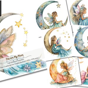 20 JPG Cute Whimsical Fairy Girls, Watercolor Clipart JPG, Junk Journaling, Scrapbook, Card Making, Digital Download, Whimsical Girls