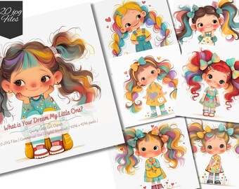 Watercolor Quirky Girl Clipart, Junk Journal, Scrapbook (Digital Download)