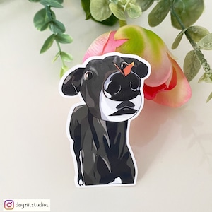 Black Greyhound Clear Transparent Vinyl Sticker Butterfly Boop! | Weatherproof Sighthound Sticker Laptop Sticker | Greyhound Gifts