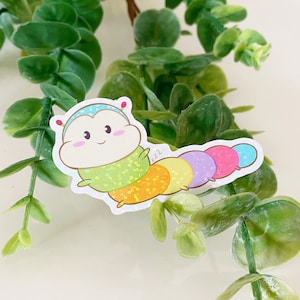 Greyhound Cuddlepillar Sticker | Rainbow Caterpillar Sticker | Glittery Bug Sticker | Greyhound Stickers