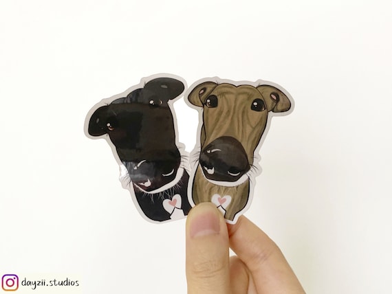 Love Heart Greyhound White Vinyl or Clear Sticker, Black Greyhound, Brindle Greyhound, Weather Resistant, Greyhound Gifts