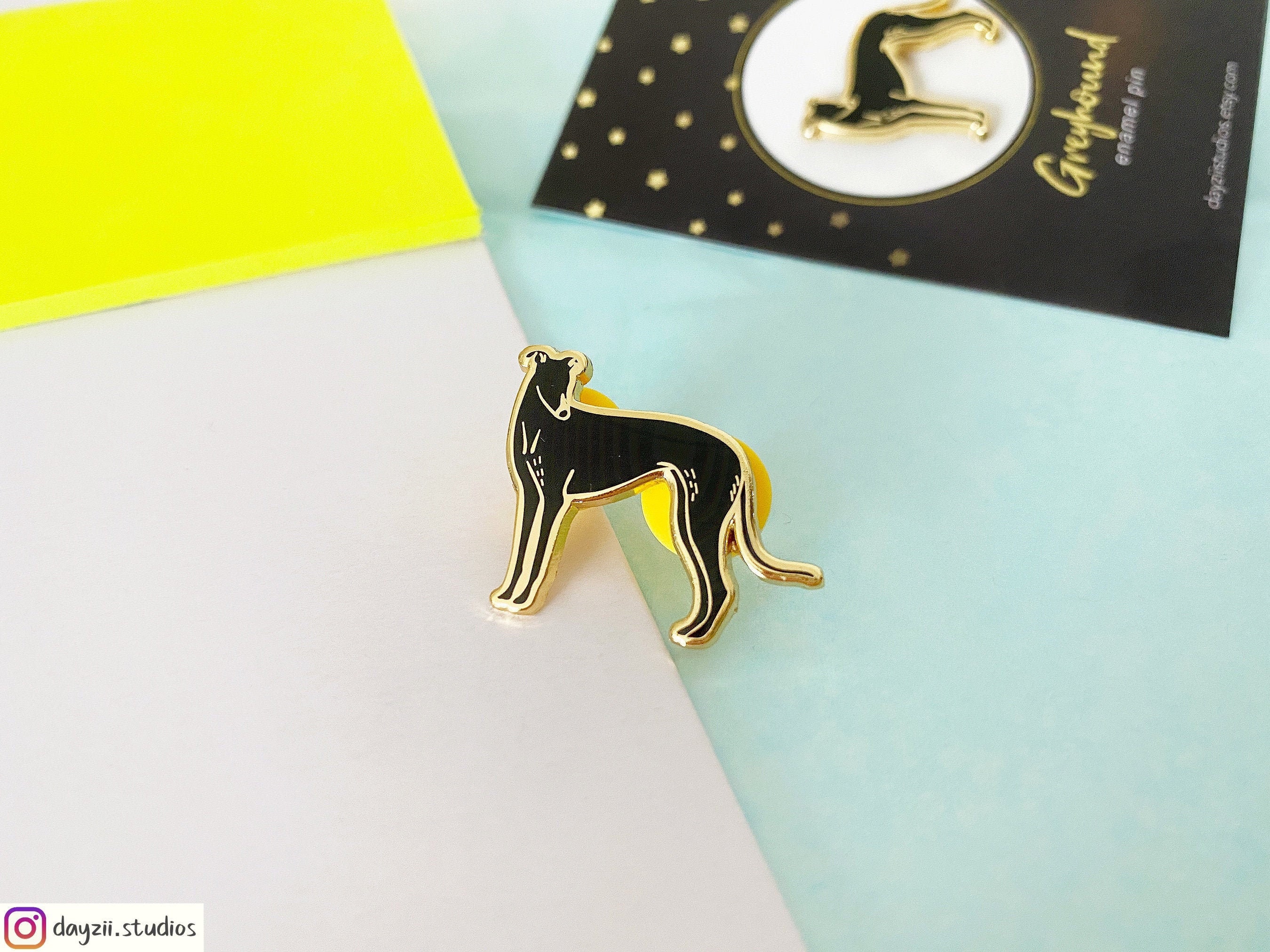 Black Greyhound enamel pin | Gold plated Hard Enamel Minimal Sighthound Brooch Lapel Pin Badge | Greyhound Gifts | Greyhound Accessories