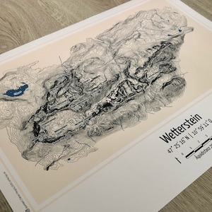 Affiche Topographie des montagnes du Wetterstein