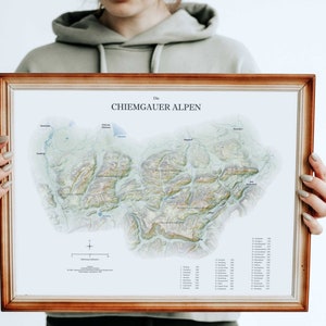 Carte en relief des Alpes du Chiemgau - en affiche à imprimer soi-même