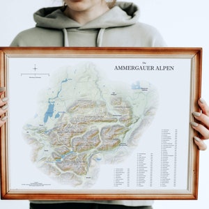 Carte en relief des Alpes d'Ammergau 40 x 50 cm