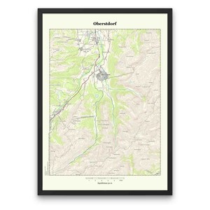 Oberstdorf - Vintage topografische kaart, Oberstdorf en Allgäuer Alpen