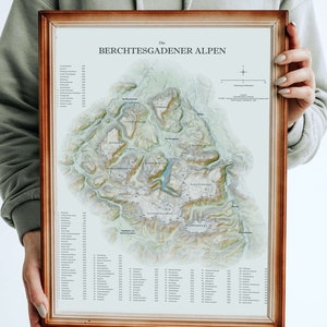 Carte en relief des Alpes de Berchtesgaden 50 x 40 cm