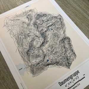 Topographie de la carte du groupe de pouce affiche