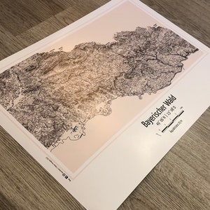 Poster Bayerischer Wald Landkarte Topographie