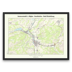 Immenstadt i. Allgäu, Sonthofen, Bad Hindelang - Vintage topografische kaart van de Allgäuer Alpen