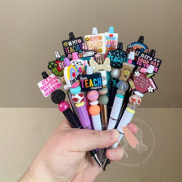 NEW DESIGNS ADDED Teacher Beaded Ink Pens | Cute Pens | Silicone Beaded Pens | Gifts for Teacher | Ballpoint Pens | Teacher Gifts