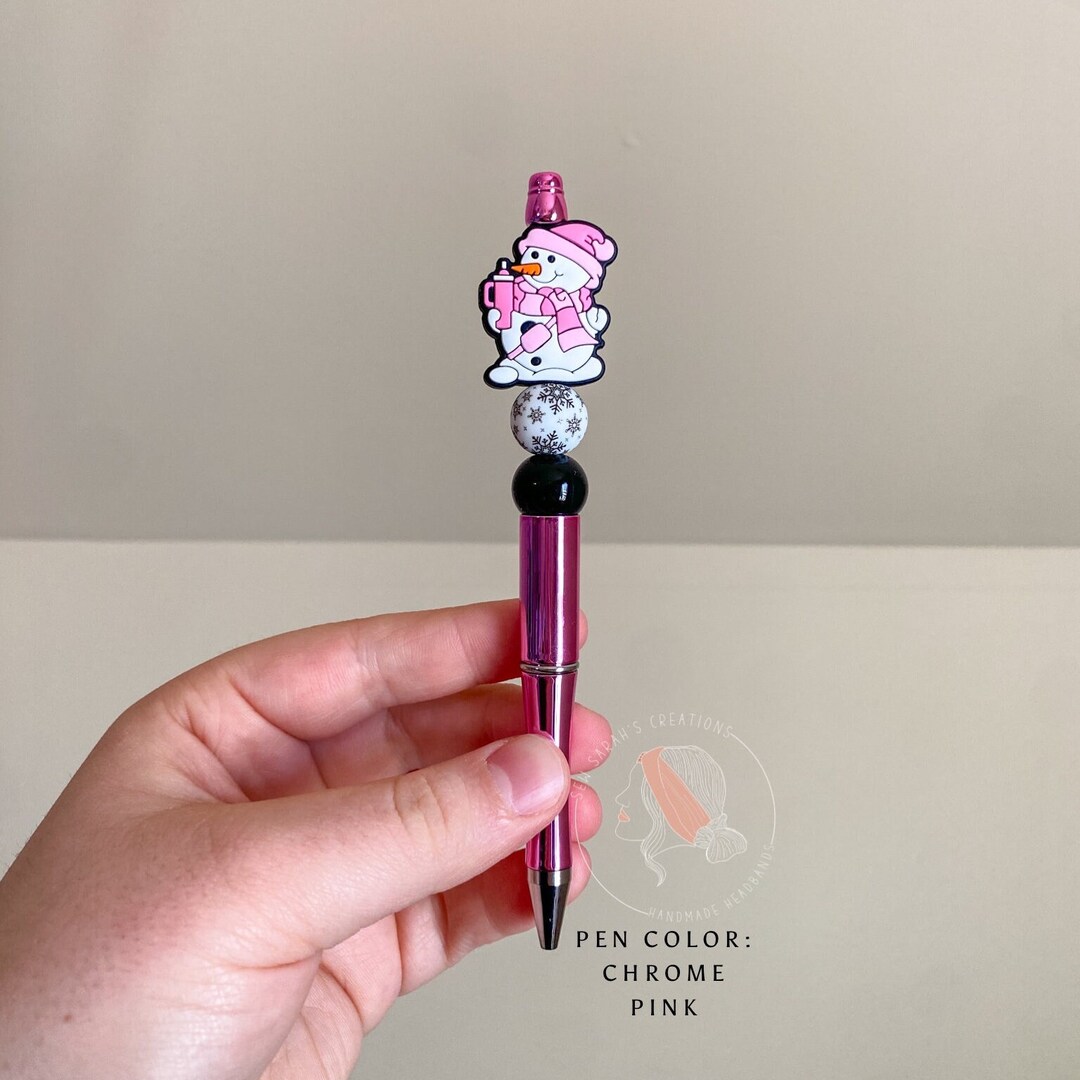 Boujee Snowman Beaded Pens Christmas Ink Pens Pink Etsy