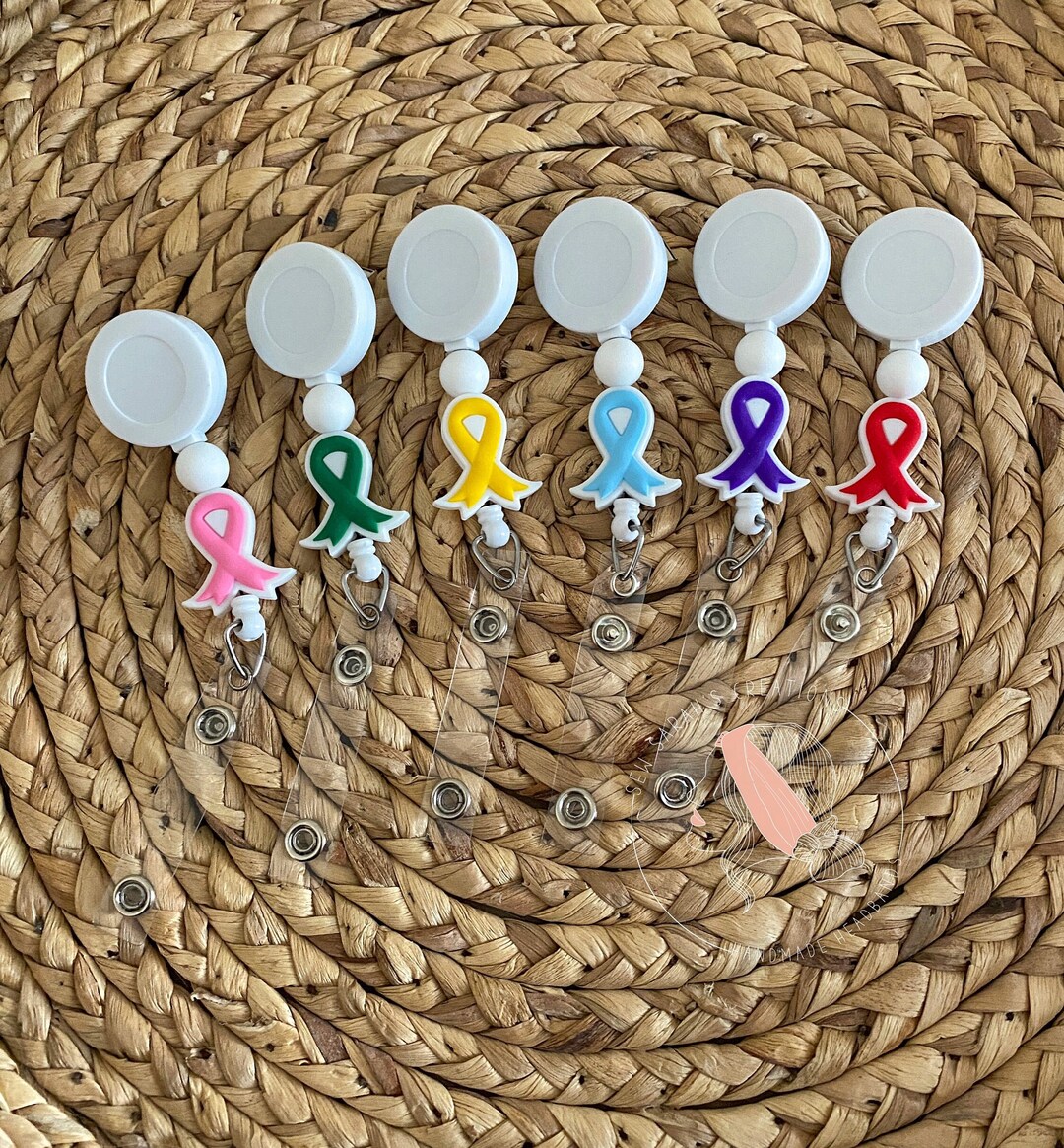 Awareness Ribbon Badge Reel Alligator Swivel Clip Badge Reels Oncology