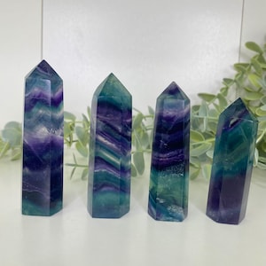 Rainbow Fluorite Tower Points, Blue Fluorite Towers, Rainbow Fluorite Crystal Towers, Crystal Points, Healing Crystals, Crystal Obelisk