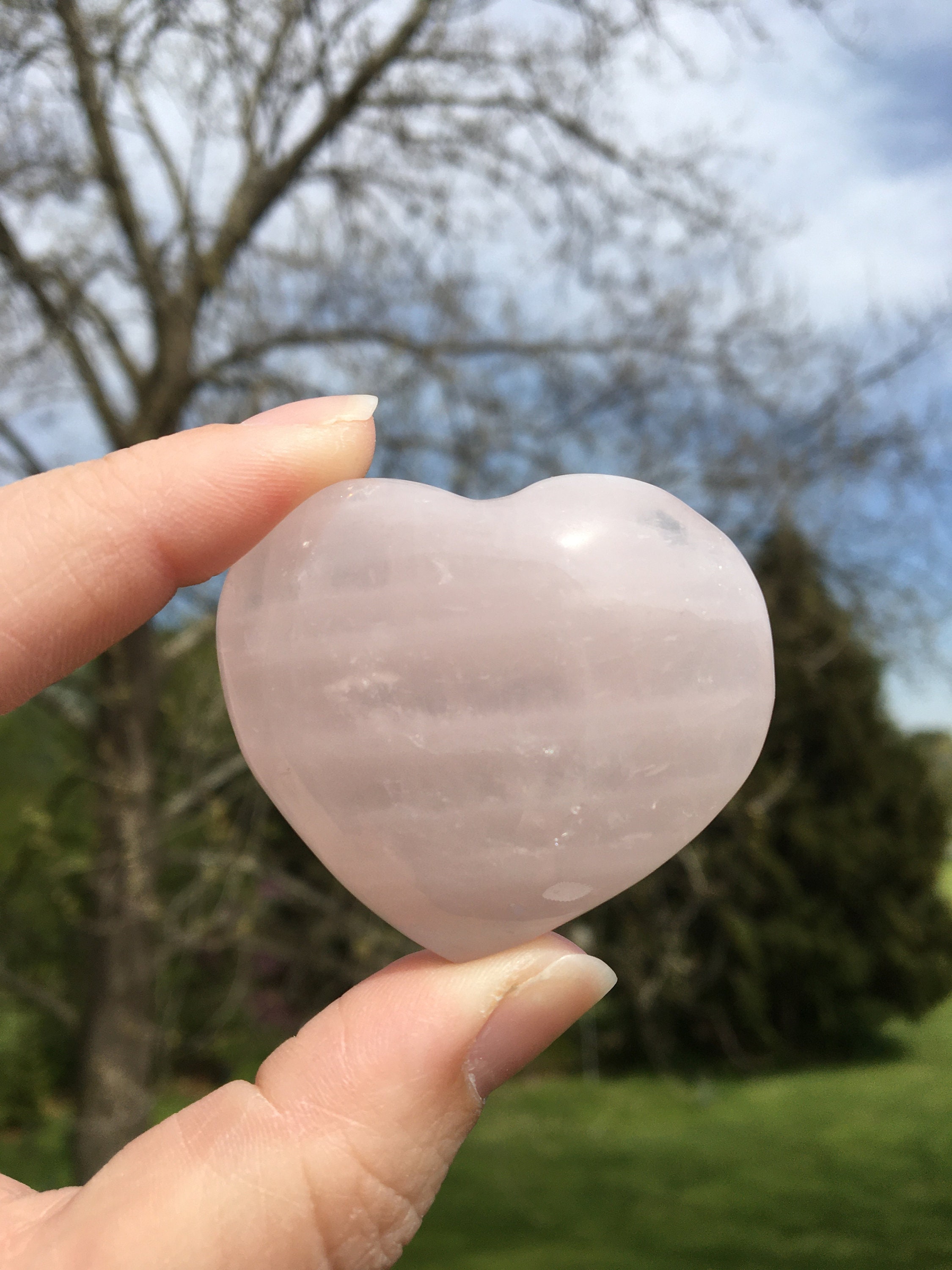 Talla de corazón de cuarzo rosa corazón de cuarzo - Etsy España