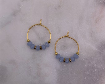 Glass Lavender Crystals Hoop Earrings