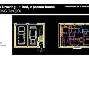 1 Bed, 2 Person House with Garage | Autocad Drawing | House Plan For Sale online | Worldwide