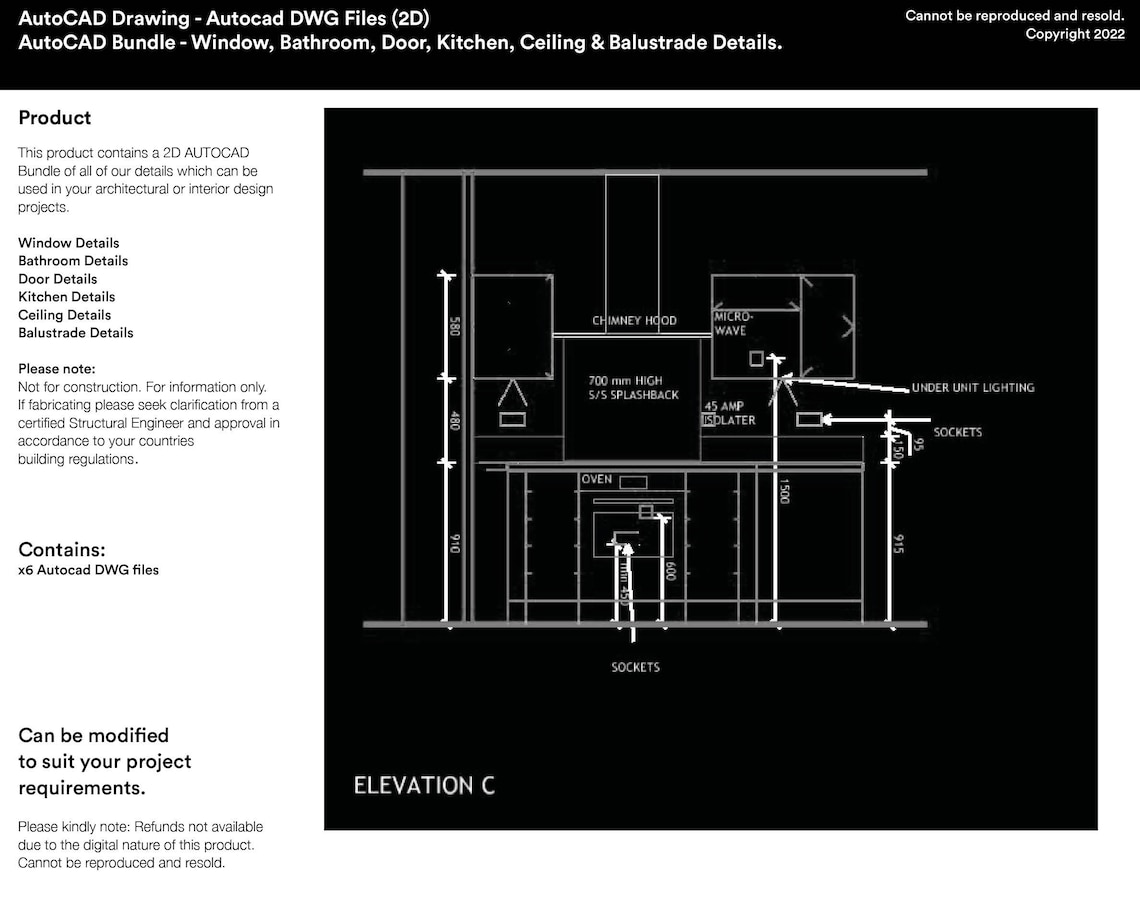 Autocad Bundle - Windows, Bathroom, Doors, Kitchen, Ceiling and ...