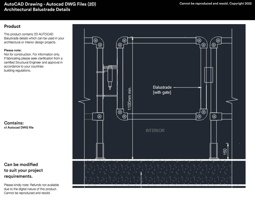 Autocad Balustrade Drawings in 2D DWG Format Etsy