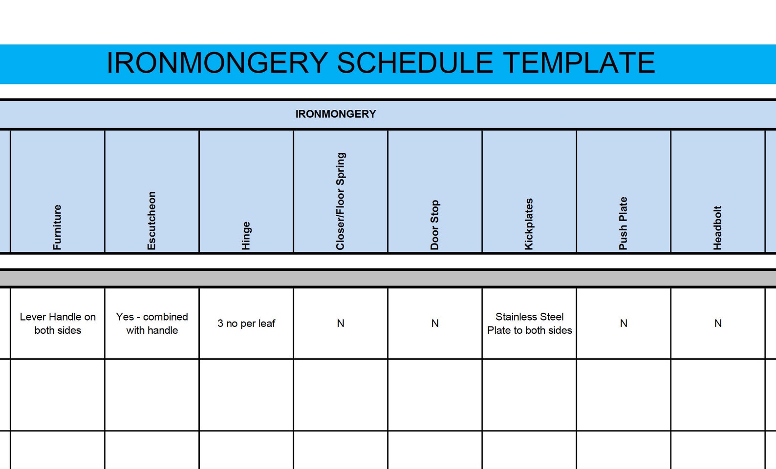 Ironmongery Schedule Template in Excel Etsy UK