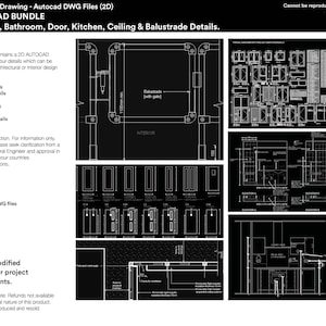 AutoCAD Bundle - Fenster, Badezimmer, Türen, Küche, Decke und Balustrade Details
