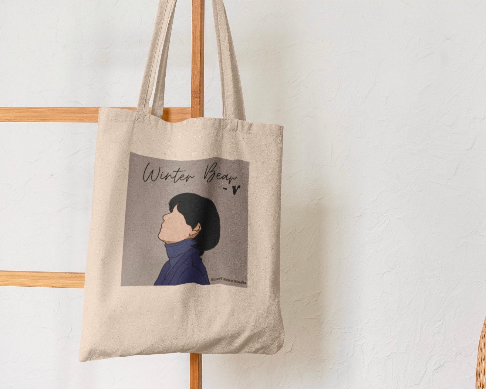 BTS V Kim Taehyung blue hair desing Tote Bag for Sale by