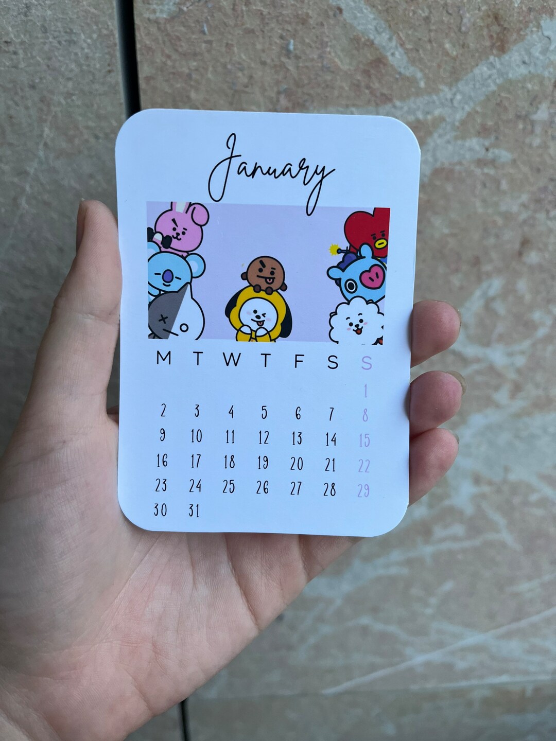 BTS 2023 Mini Calendar, Cute Bt21 Kpop Calendar, Kpop Table Planner