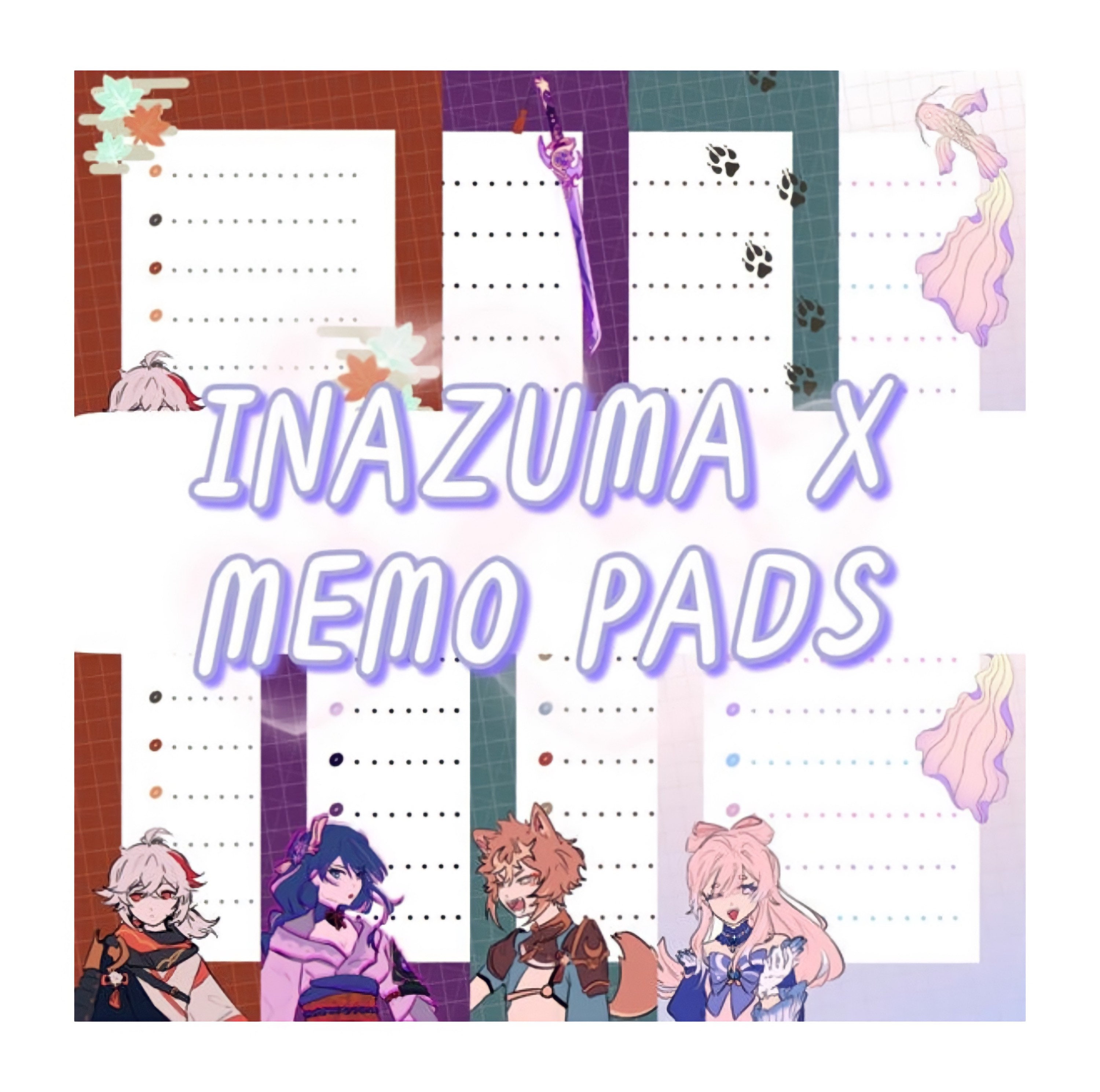 Inazuma memo pads / Baal / Gorou / Kokomi / Kazuha