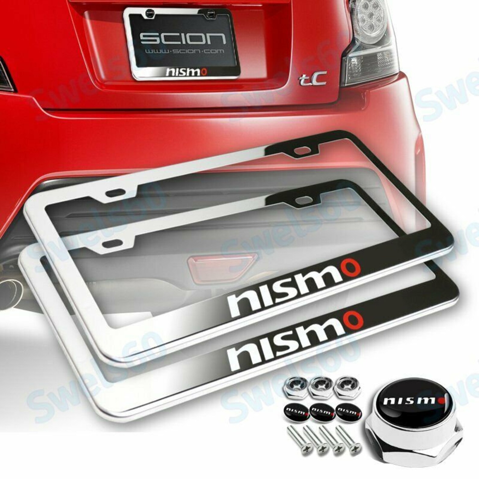 2 Pc Chrome Stainless License Plate Frame W/ Caps Voor Nissan Etsy