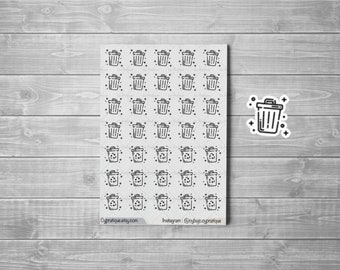Mini Icons Trash Can Stickers / Recycling / | CyPratique | sticker sheet for creative organization notebook, daily journal, planner…