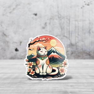 Autocollant Maneki Neko | Die cut papier vinyle pour votre carnet d'organisation créatif, art Journal, Scrapbooking, ordinateur etc...