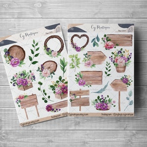 Stickers Fleurs | CyPratique | planche stickers pour votre carnet d’organisation créatif, journal quotidien, planner etc.