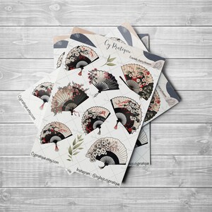 Stickers Eventails Cherry Blossom | CyPratique | planche stickers pour votre carnet d'organisation créatif, journal quotidien, planner etc.