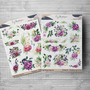 Stickers Fleurs | CyPratique | planche stickers pour carnet d’organisation créatif, journal quotidien, planner etc.