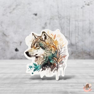 Autocollant Wolf Totem | Die cut papier vinyle pour votre Carnet d'organisation créatif, art Journal, Scrapbooking, ordinateur etc...