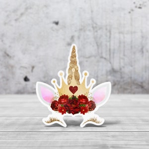Autocollant Licorne Romantique | Sticker die cut en vinyle pour bullet journal, art Journal, Scrapbooking, ordinateur et plus encore...