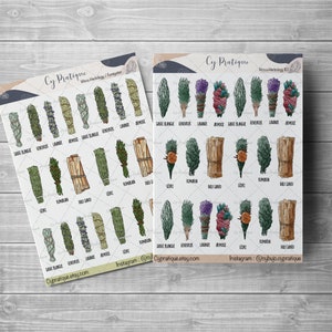 Stickers Wicca Herbology / Fumigation | CyPratique | planche stickers pour carnet d’organisation créatif, journal quotidien, planner etc.