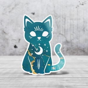 Autocollant Celestial Cat | Die cut papier vinyle pour votre carnet d'organisation créatif, art Journal, Scrapbooking, ordinateur etc.